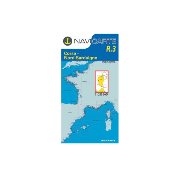 Cartes marines pliées Navicarte Corse N°R3 : Corse - Nord Sardaigne - 1/250 000 - N°9 - comptoirnautique.com