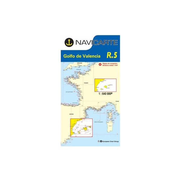 Cartes marines pliées Navicarte - Espagne (Méditerranée) N°R5 Golfe de Valence Barcelone - Alicante - Baléares - 1/640 000 - N°13 - comptoirnautique.com