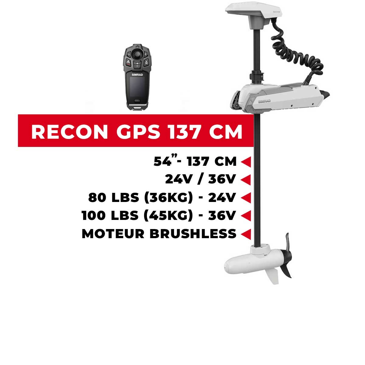 000-16157-001 - Moteur électrique avant mer Simrad RECON 54" - 137 cm