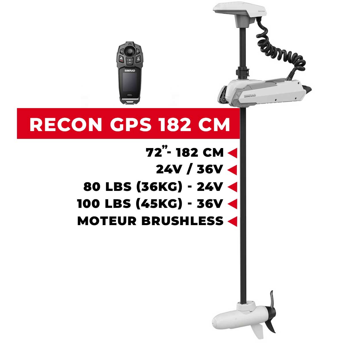 000-16159-001 - Moteur électrique avant mer Simrad RECON 72" - 182 cm