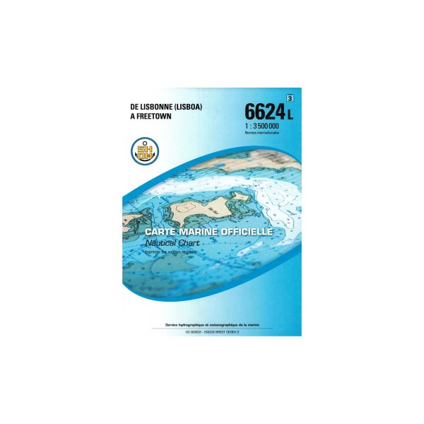 Carte marine pliée SHOM - Hauturière 6624L : de Lisbonne à Freetown - 1 : 3 500 000 - N°16 - comptoirnautique.com