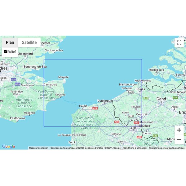 Carte marine pliée SHOM - Manche - 6735L : Pas de Calais - De Boulogne-sur-Mer à Zeebrugge - Estuaire de la Tamise - zone - N°2 - comptoirnautique.com