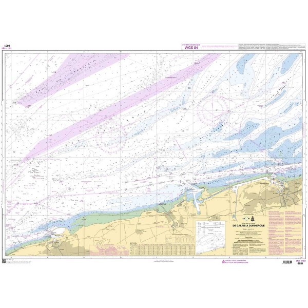Carte marine pliée SHOM - Manche - 6651L : De Calais à Dunkerque - dépliée - N°6 - comptoirnautique.com
