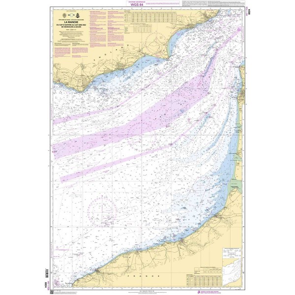 Carte marine pliée SHOM - Manche - 6824L : Du Cap d'Antifer au Cap Gris-Nez - De Newhaven à Dover dépliée - N°12 - comptoirnautique.com