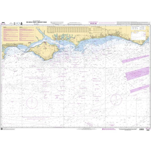 Carte marine pliée SHOM - Manche - 6968L : De Anvil Point à Beachy Head dépliée - N°21 - comptoirnautique.com