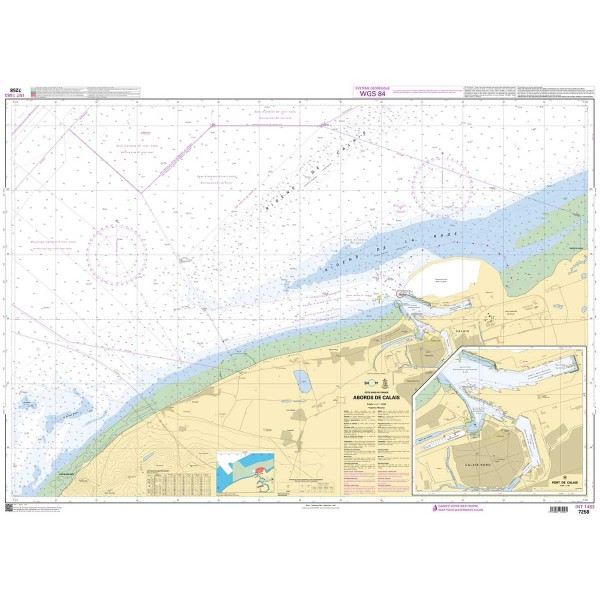 Carte marine pliée SHOM - Manche - 7258L : Abords de Calais dépliée - N°33 - comptoirnautique.com