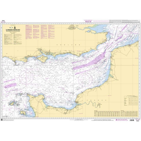 Carte marine pliée SHOM - Manche - 7312L : des Casquets au Pas de Calais dépliée - N°39 - comptoirnautique.com