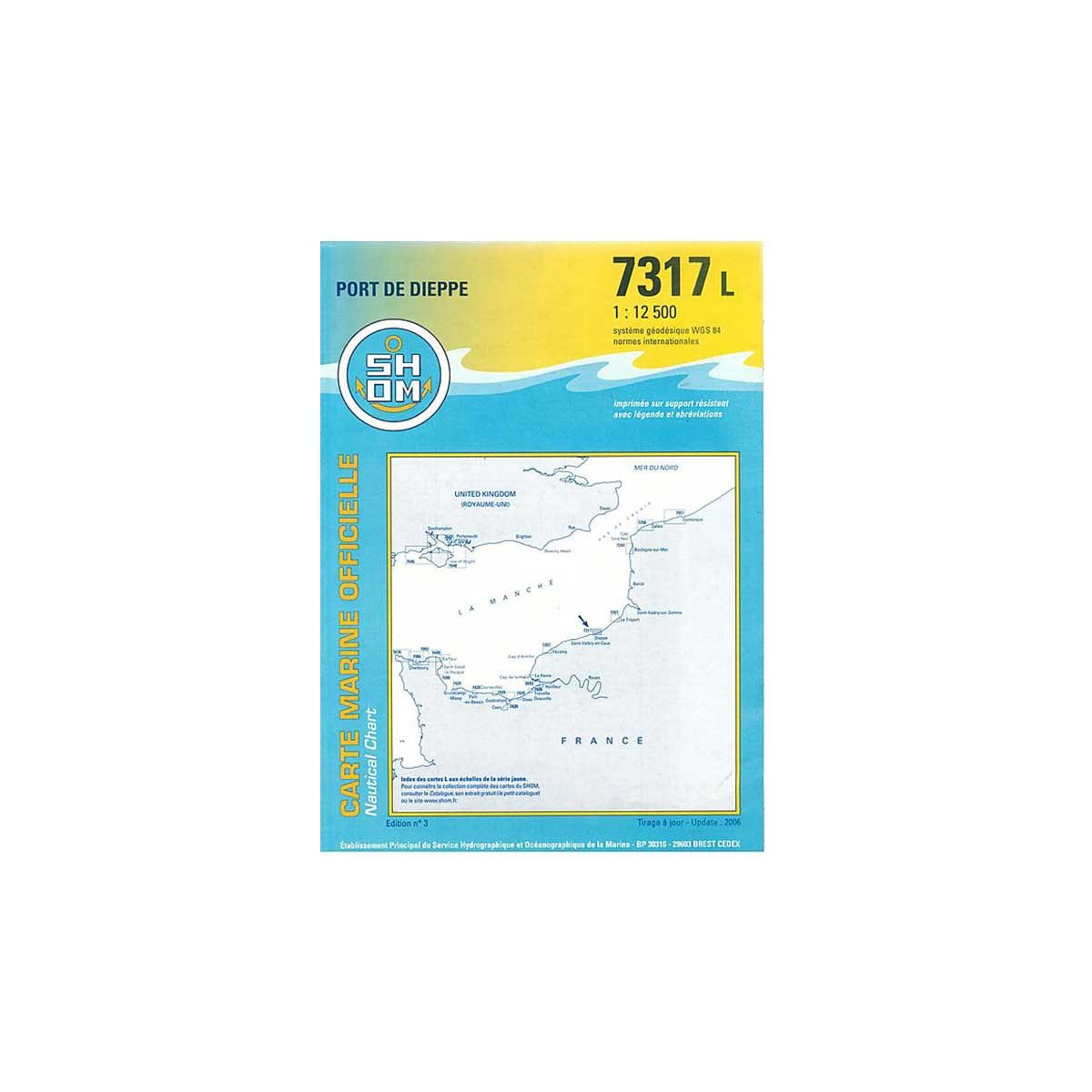 Carte marine pliée SHOM - Manche - 7317L : Port de Dieppe 1 : 12 500