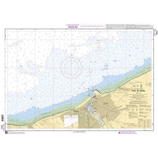 Carte marine pliée SHOM - Manche - 7317L : Port de Dieppe dépliée - N°42 - comptoirnautique.com