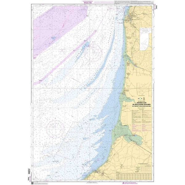 Carte marine pliée SHOM - Manche - 7416L : Abords Sud de Boulogne-sur-Mer dépliée - N°48 - comptoirnautique.com