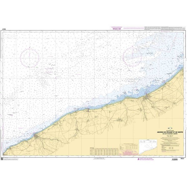 Carte marine pliée SHOM - Manche - 7417L : Abords de Fécamp et de Dieppe - Du Cap d'Antifer à Dieppe dépliée - N°51 - comptoirnautique.com