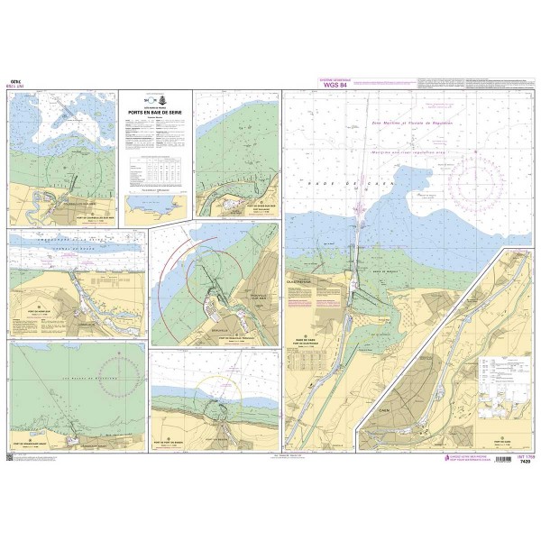 Carte marine pliée SHOM - Manche - 7420L : Ports en Baie de Seine dépliée - N°60 - comptoirnautique.com