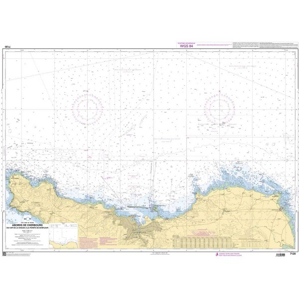 Carte marine pliée SHOM - Manche 7120L : Abords de Cherbourg dépliée - N°12 - comptoirnautique.com