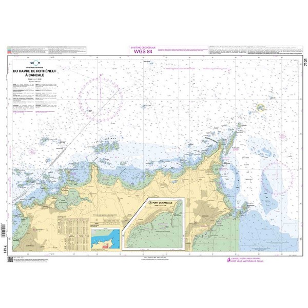 Carte marine pliée SHOM - Manche 7131L : Du Havre de Rothéneuf à Cancale dépliée - N°15 - comptoirnautique.com