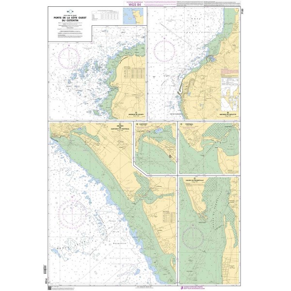 Carte marine pliée SHOM - Manche 7133L : Ports de la côte Ouest du Cotentin dépliée - N°18 - comptoirnautique.com