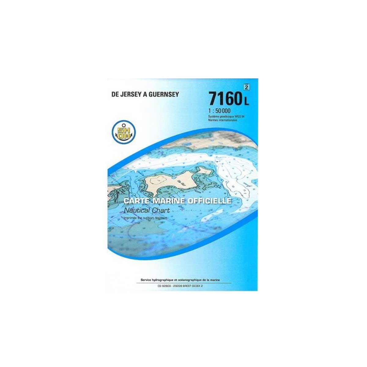 Carte marine pliée SHOM - Manche 7160L : De Jersey à Guernsey - 1 : 50 000