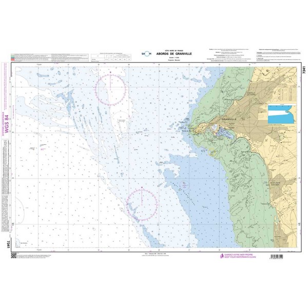 Carte marine pliée SHOM - Manche 7341L : Abords de Granville - dépliée - N°39 - comptoirnautique.com