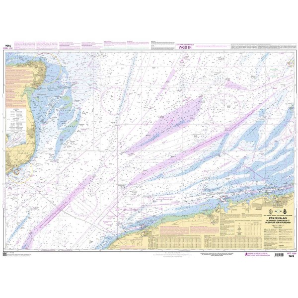 Carte marine pliée SHOM - Manche 7424L : De Calais à Dunkerque et de Dover à North Foreland dépliée - N°48 - comptoirnautique.com