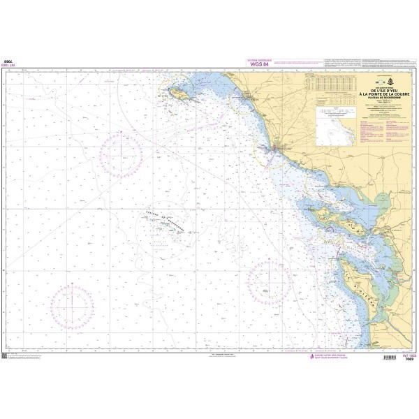 Carte marine pliée SHOM - Atlantique 7069L : de l'île d'Yeu à la Pointe de la Coubre - Plateau de Rochebonne dépliée - N°9 - comptoirnautique.com