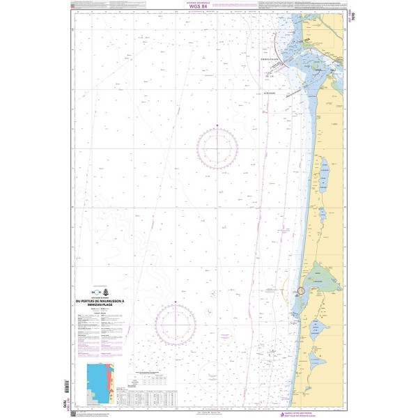 Carte marine pliée SHOM - Atlantique 7070L : Du Pertuis de Maumusson à Mimizan-Plage dépliée - N°12 - comptoirnautique.com