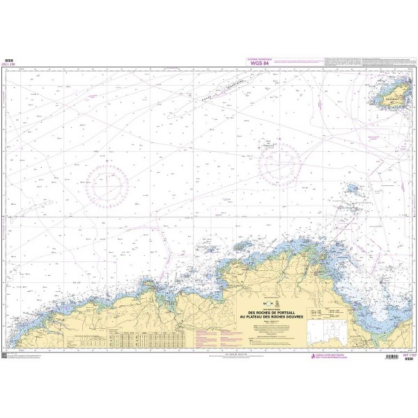 Carte marine pliée SHOM 6930L Roches de Portsall au Plateau des Roches Douvres dépliée - N°6 - comptoirnautique.com