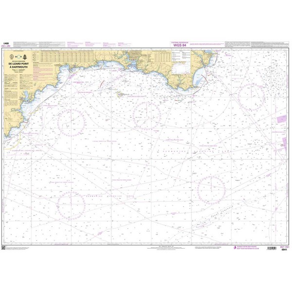 Carte marine pliée SHOM Bretagne Nord / Manche Occidentale 6941L : De Lizard Point à Dartmouth dépliée - N°9 - comptoirnautique.com