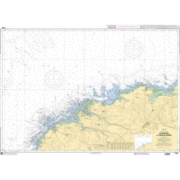 Carte marine pliée SHOM Bretagne Nord / Manche Occidentale 7150L : De Portsall à l'anse de Kernic dépliée - N°15 - comptoirnautique.com