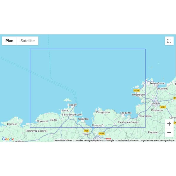 Carte marine pliée SHOM Bretagne Nord / Manche Occidentale 7151L : De l'anse de Kernic à l'île Grande zone de navigation - N°17 - comptoirnautique.com