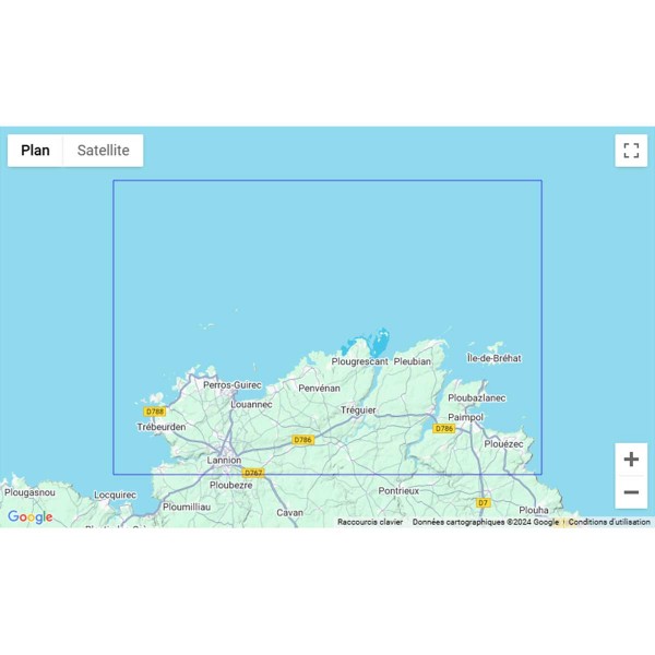 Carte marine pliée SHOM Bretagne Nord / Manche Occidentale 7152L : De l'Ile Grande à l'Ile de Bréhat zone de navigation - N°20 - comptoirnautique.com