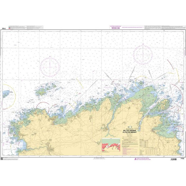 Carte marine pliée SHOM Bretagne Nord / Manche Occidentale 7152L : De l'Ile Grande à l'Ile de Bréhat dépliée - N°21 - comptoirnautique.com