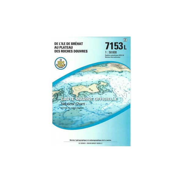 Carte marine pliée SHOM 7153L : De l'île de Bréhat au Plateau des Roches Douvres - 1 : 50 000 - N°22 - comptoirnautique.com