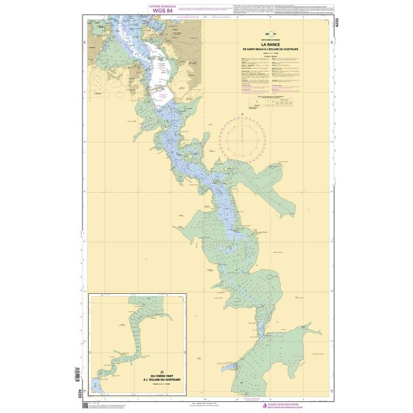 Carte marine pliée SHOM 4233L : La Rance - de Saint-Malo à l'Ecluse du Châtelier dépliée - N°3 - comptoirnautique.com