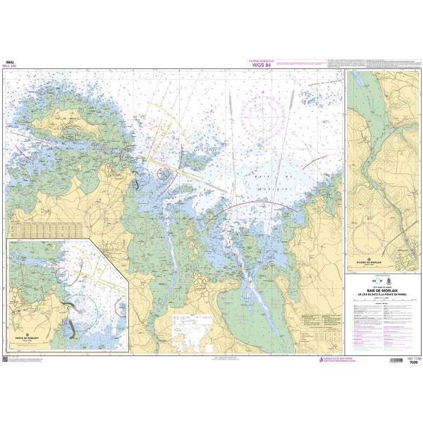 Carte marine pliée SHOM 7095L : Baie de Morlaix - De l'île de Batz à la Pointe de Primel dépliée - N°12 - comptoirnautique.com