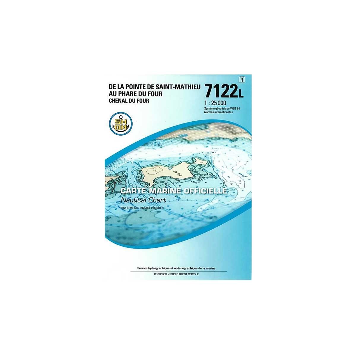 Carte marine pliée SHOM 7122L : de la Pointe de Saint-Mathieu au phare du Four - Chenal du Four - 1 : 25 000