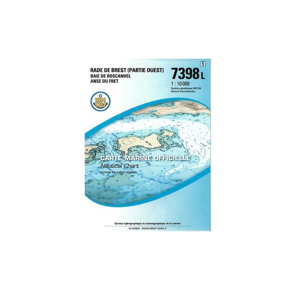 Carte marine pliée SHOM 7398L : Rade de Brest (partie Ouest) - Baie de Roscanvel - Anse du Fret - 1 : 10 000 - N°55 - comptoirnautique.com