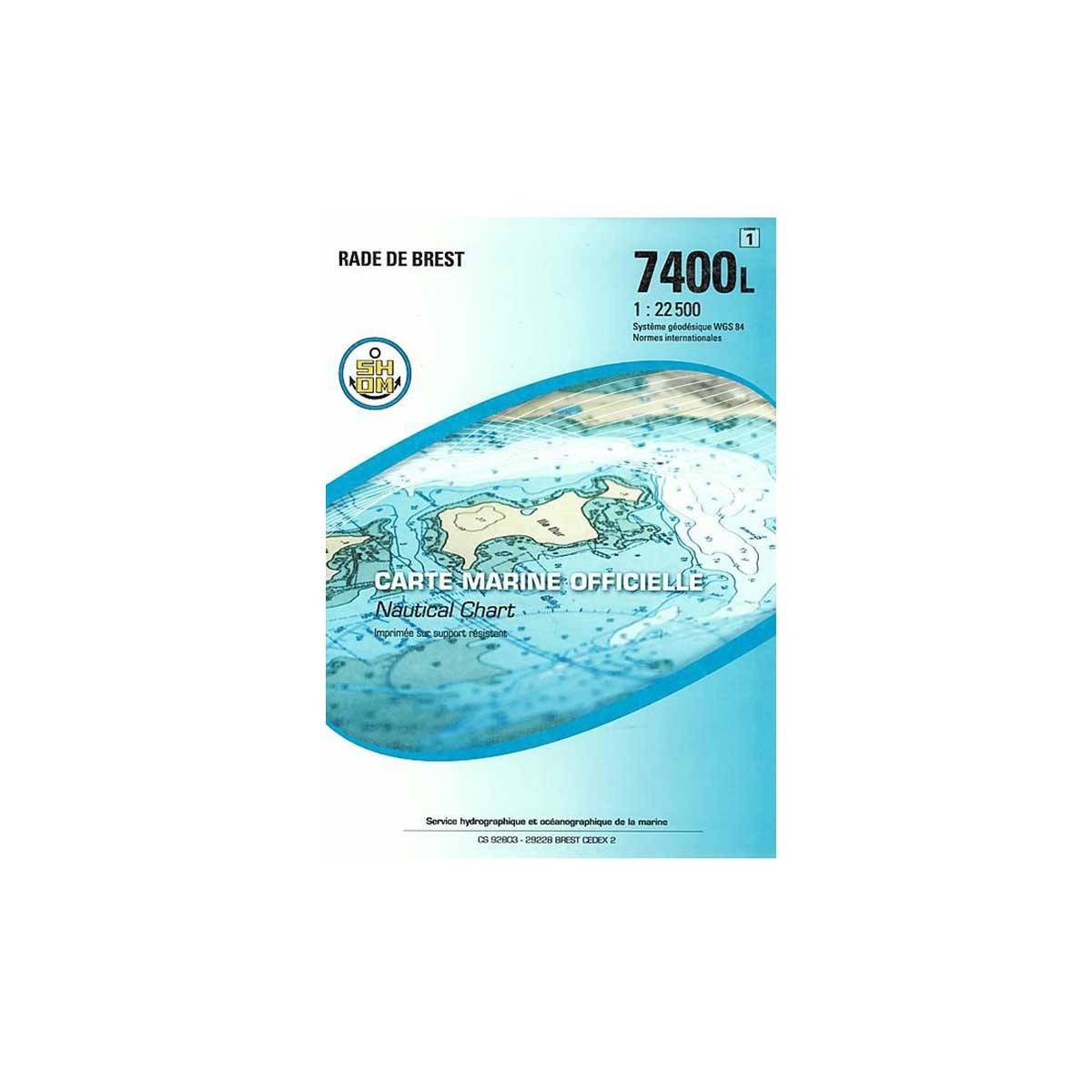 Carte marine pliée SHOM 7400L : Rade de Brest - 1 : 22 500