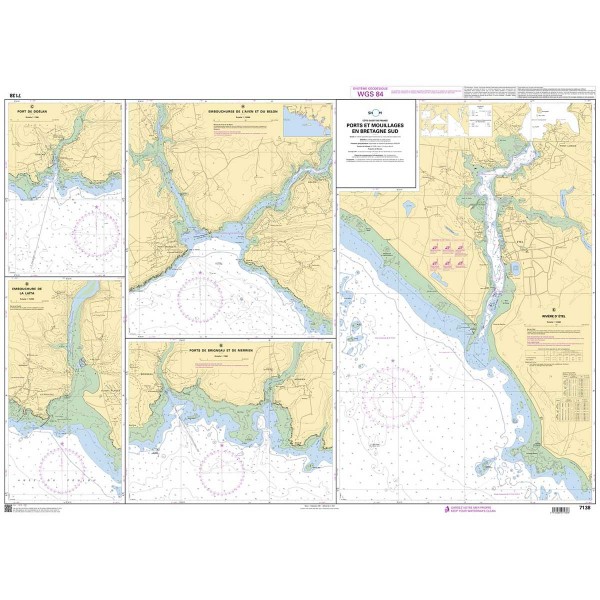 - - Carta náutica dobrada SHOM Sul da Bretanha Golfo de Morbihan e Baía de Quiberon - N°24 - comptoirnautique.com