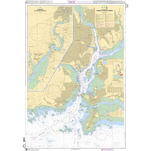 Carte marine pliée SHOM 7140L : Passes et Rade de Lorient dépliée - N°30 - comptoirnautique.com