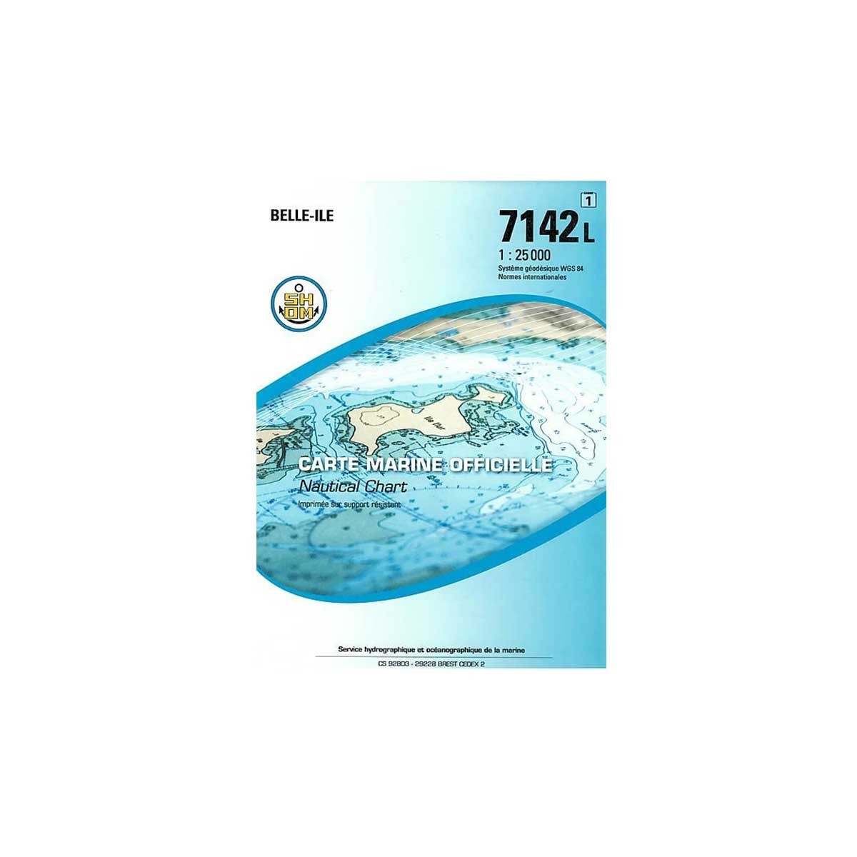 Carte marine pliée SHOM 7142L : Belle-Île - 1 : 25 000