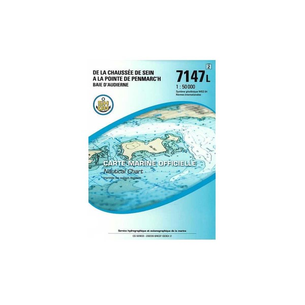 Carte marine pliée SHOM 7147L : De la Chaussée de Sein à la Pointe de Penmarc'h - Baie d'Audierne - 1 : 50 000 - N°46 - comptoirnautique.com