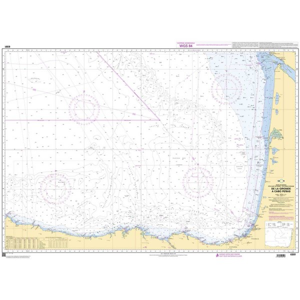 - - Carta náutica dobrada SHOM Atlantique Golfo da Biscaia - N°3 - comptoirnautique.com