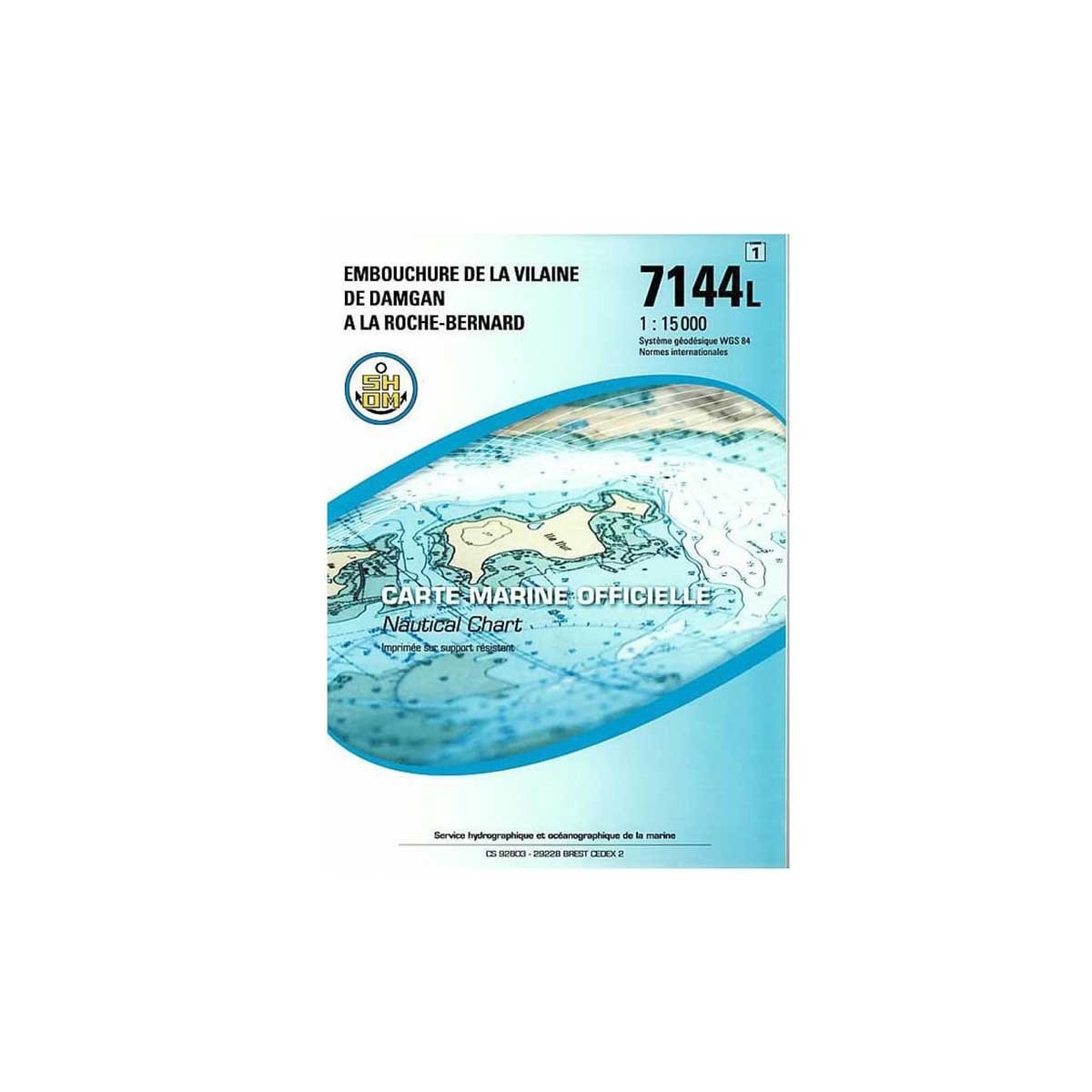 Carte marine pliée SHOM 7144L : Embouchure de la Vilaine - De Damgan à La Roche-Bernard - 1 : 15 000