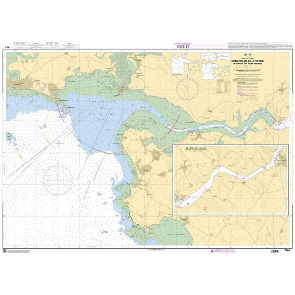 Carte marine pliée SHOM 7144L : Embouchure de la Vilaine - De Damgan à La Roche-Bernard dépliée - N°12 - comptoirnautique.com