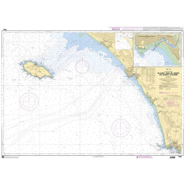 Carte marine pliée SHOM 7402L : De Saint-Jean-de-Monts aux Sables-d'Olonne dépliée - N°15 - comptoirnautique.com