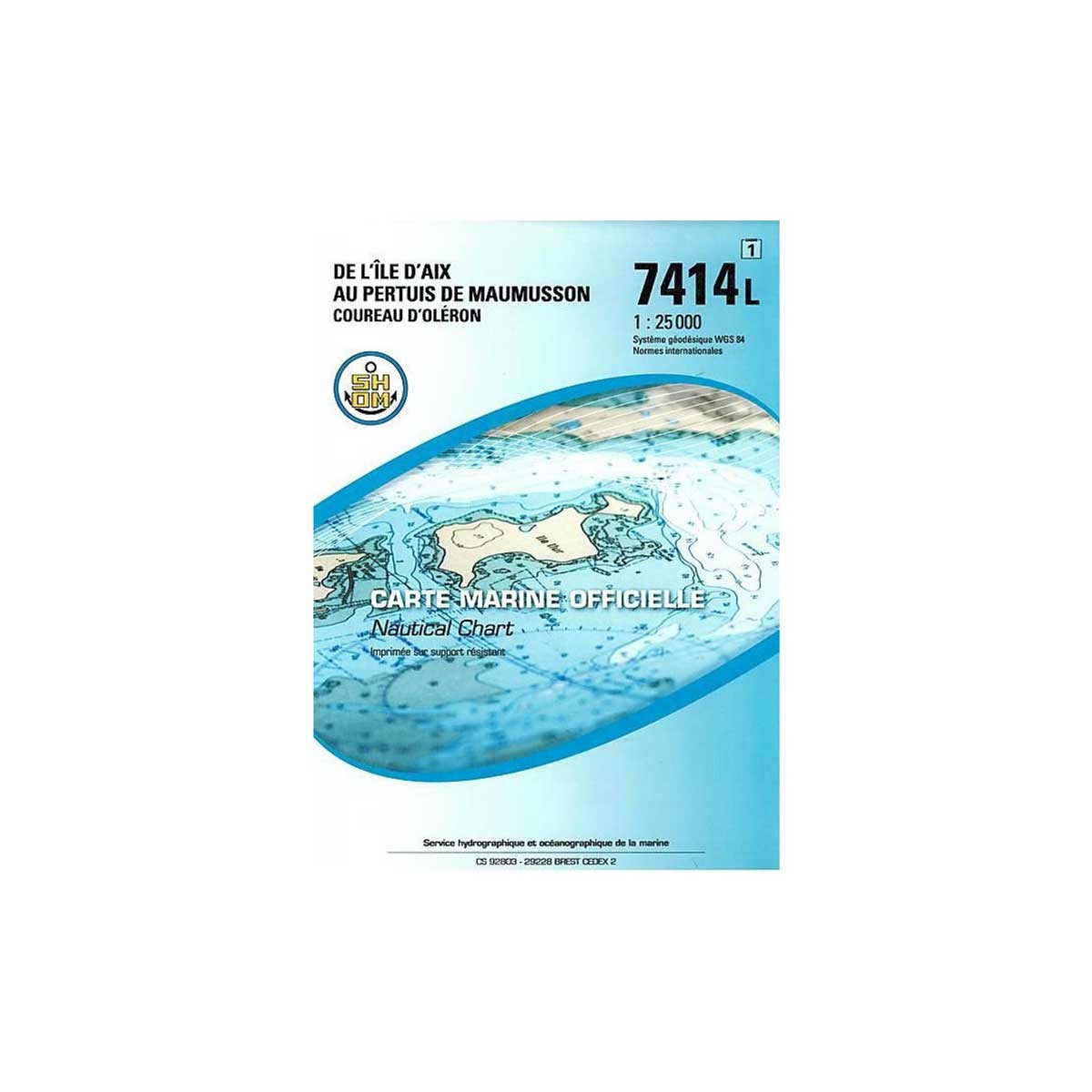 Carte marine pliée SHOM 7414L : De l'Île d'Aix au Pertuis de Maumusson - Coureau d'Oléron - 1 : 25 000