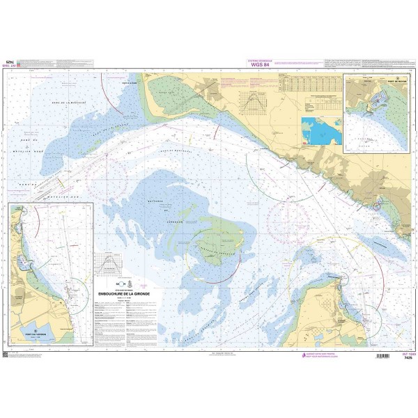 Carte marine pliée SHOM 7425L : Embouchure de la Gironde dépliée - N°39 - comptoirnautique.com