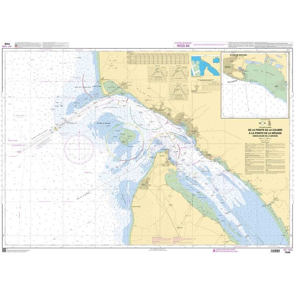 Carte marine pliée SHOM 7426L : De la Pointe de la Coubre à la Pointe de la Négade - Embouchure de La Gironde dépliée - N°42 - comptoirnautique.com