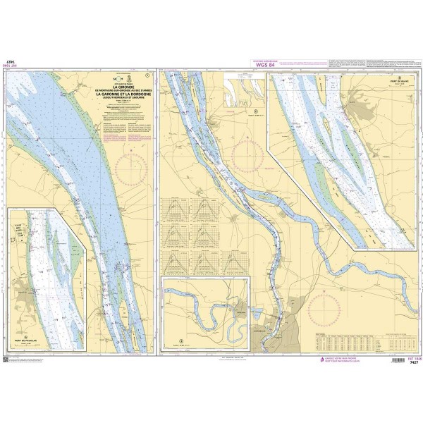 Carte marine pliée SHOM 7427L : La Gironde - La Garonne et La Dordogne dépliée - N°45 - comptoirnautique.com