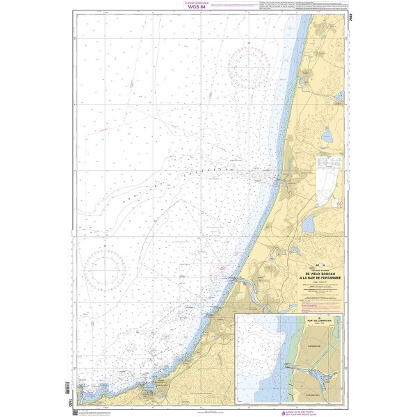 Carte marine pliée SHOM 7440L : De Vieux Boucau à la Baie de Fontarabie dépliée - N°54 - comptoirnautique.com