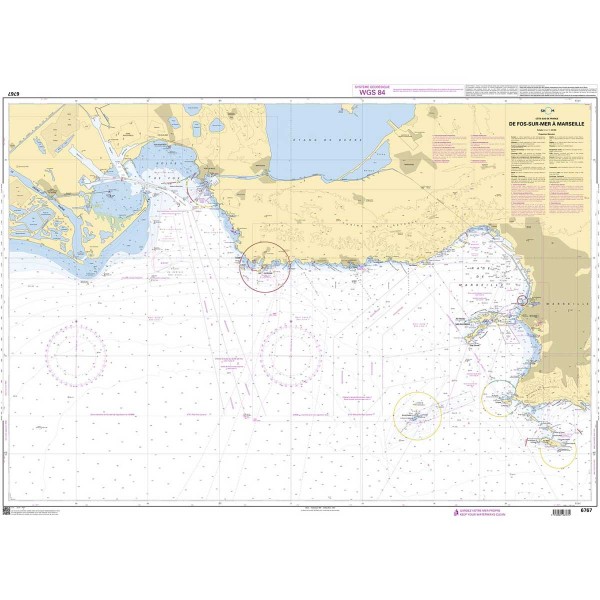 Carte marine pliée SHOM 6767L : De Fos-sur-Mer à Marseille dépliée - N°9 - comptoirnautique.com